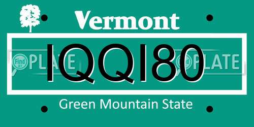 IQQI80 Vermont License Plate