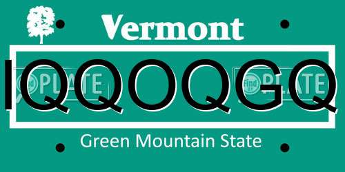 IQQOQGQ Vermont License Plate