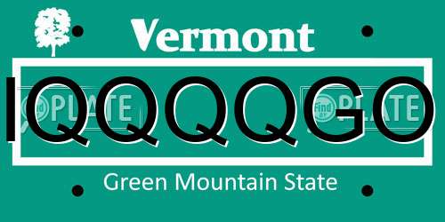 IQQQQGO Vermont License Plate