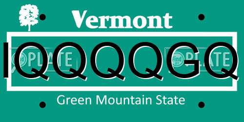 IQQQQGQ Vermont License Plate