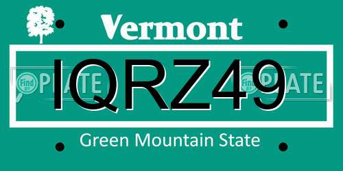 IQRZ49 Vermont License Plate