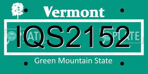 IQS2152 Vermont License Plate