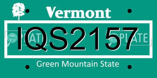 IQS2157 Vermont License Plate