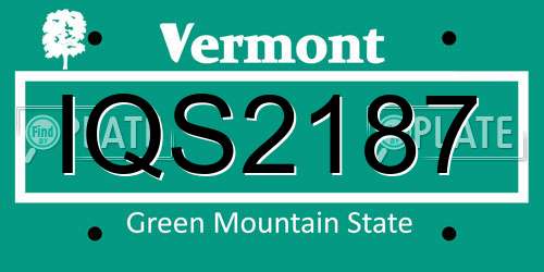 IQS2187 Vermont License Plate