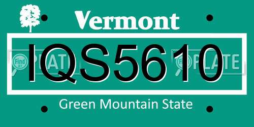 IQS5610 Vermont License Plate