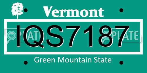 IQS7187 Vermont License Plate
