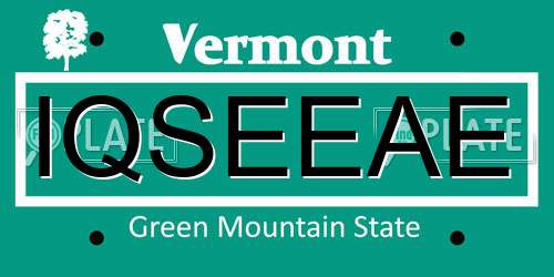 IQSEEAE Vermont License Plate