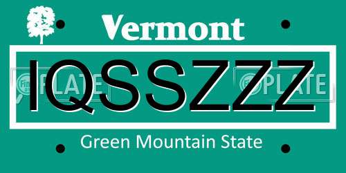 IQSSZZZ Vermont License Plate