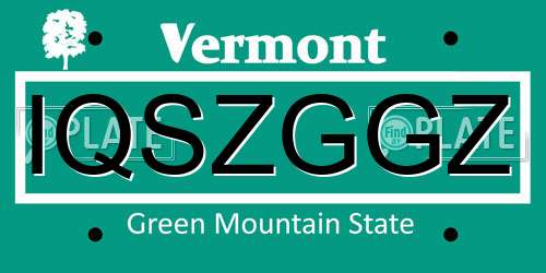 IQSZGGZ Vermont License Plate