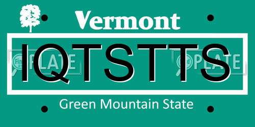 IQTSTTS Vermont License Plate