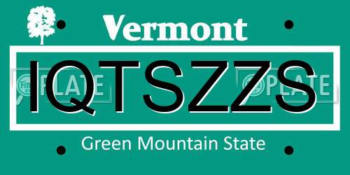 IQTSZZS Vermont License Plate