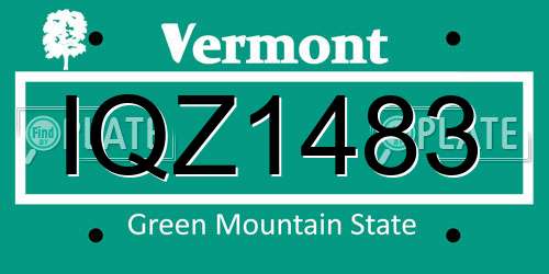 IQZ1483 Vermont License Plate