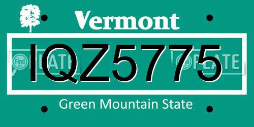 IQZ5775 Vermont License Plate