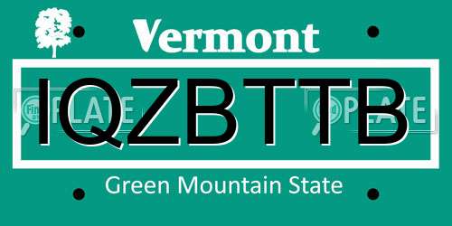 IQZBTTB Vermont License Plate