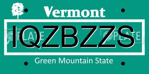 IQZBZZS Vermont License Plate