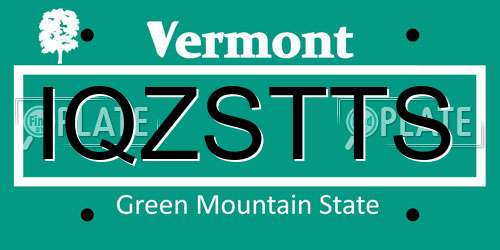 IQZSTTS Vermont License Plate