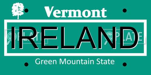 IRELAND Vermont License Plate