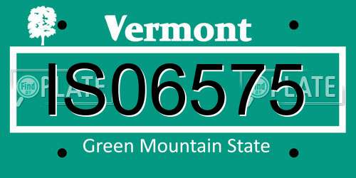 IS06575 Vermont License Plate