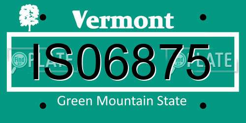 IS06875 Vermont License Plate