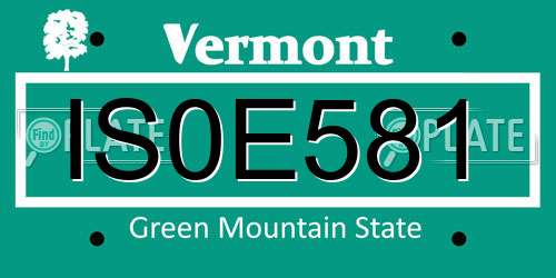 IS0E581 Vermont License Plate