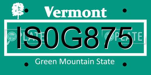 IS0G875 Vermont License Plate