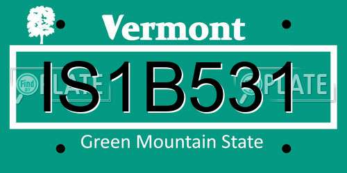 IS1B531 Vermont License Plate