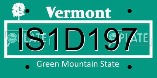 IS1D197 Vermont License Plate