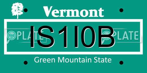 IS1I0B Vermont License Plate