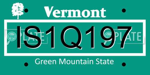 IS1Q197 Vermont License Plate