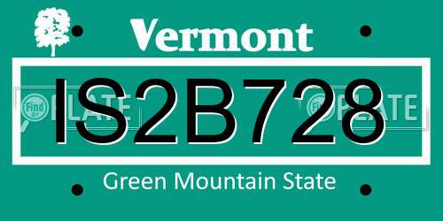 IS2B728 Vermont License Plate