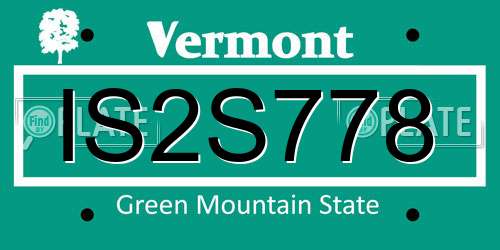 IS2S778 Vermont License Plate