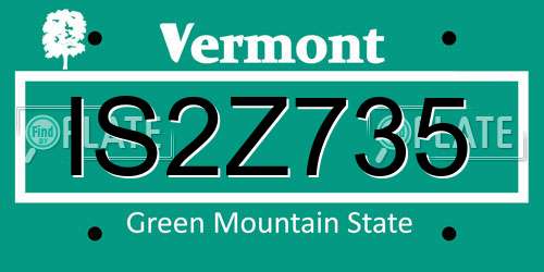 IS2Z735 Vermont License Plate