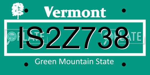 IS2Z738 Vermont License Plate