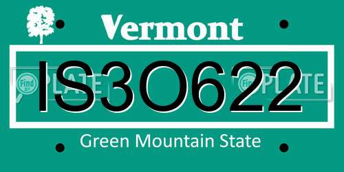 IS3O622 Vermont License Plate