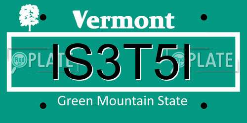 IS3T5I Vermont License Plate