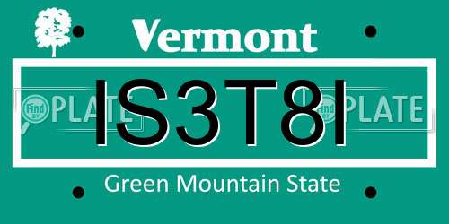 IS3T8I Vermont License Plate