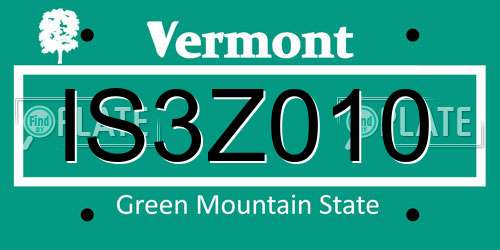 IS3Z010 Vermont License Plate