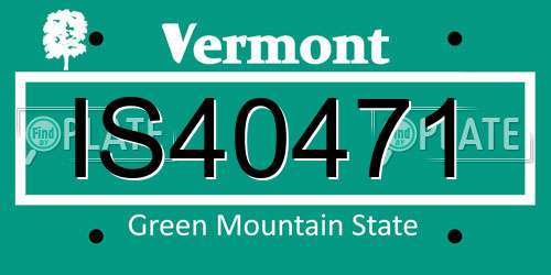 IS40471 Vermont License Plate