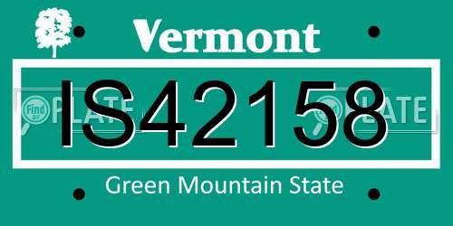 IS42158 Vermont License Plate