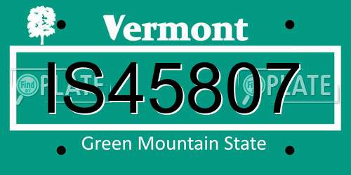 IS45807 Vermont License Plate