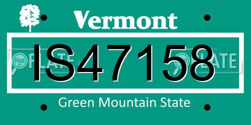 IS47158 Vermont License Plate