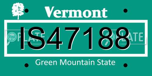 IS47188 Vermont License Plate