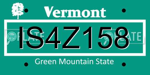 IS4Z158 Vermont License Plate
