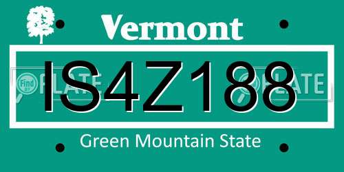 IS4Z188 Vermont License Plate