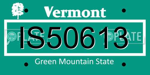 IS50613 Vermont License Plate