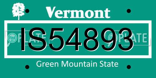 IS54893 Vermont License Plate