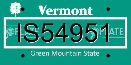 IS54951 Vermont License Plate