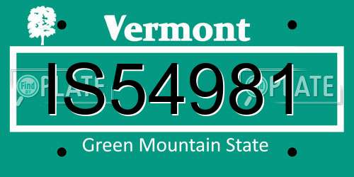 IS54981 Vermont License Plate