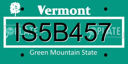 IS5B457 Vermont License Plate