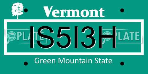 IS5I3H Vermont License Plate